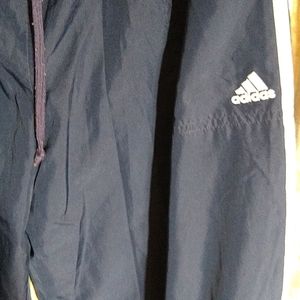 Large Climaproof Triple Stripe Adidas sweat pants white stripes on navy blue